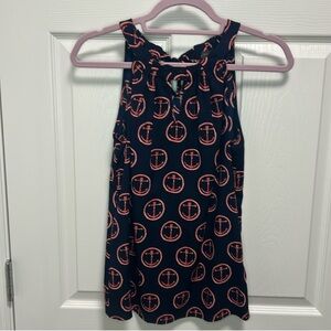 Navy Sleeveless Top with Anchor Print